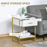 Nightstand Set of 2, Modern Bedside Table with Drawer and Shelf
