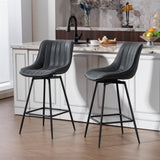 Ensemble de 2 tabourets de comptoir, tabourets de bar rembourrés en cuir PU avec dossier, repose-pieds et pieds en acier
