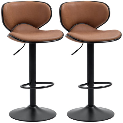 Vintage Set of 2 Microfiber Cloth Adjustable Bar Height Stools with Swivel Seat