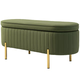 Upholstered Bedroom Bench, Channel Tufted Ottoman Bench with Thick Padding and Metal Legs