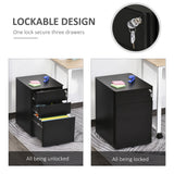 Metal Filing Cabinet 3 Drawer, Mobile Office Cabinet with Wheels for Legal, Letter, A4 File