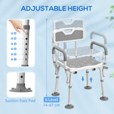 Adjustable Shower Chair with Arms Back and Padded Seat