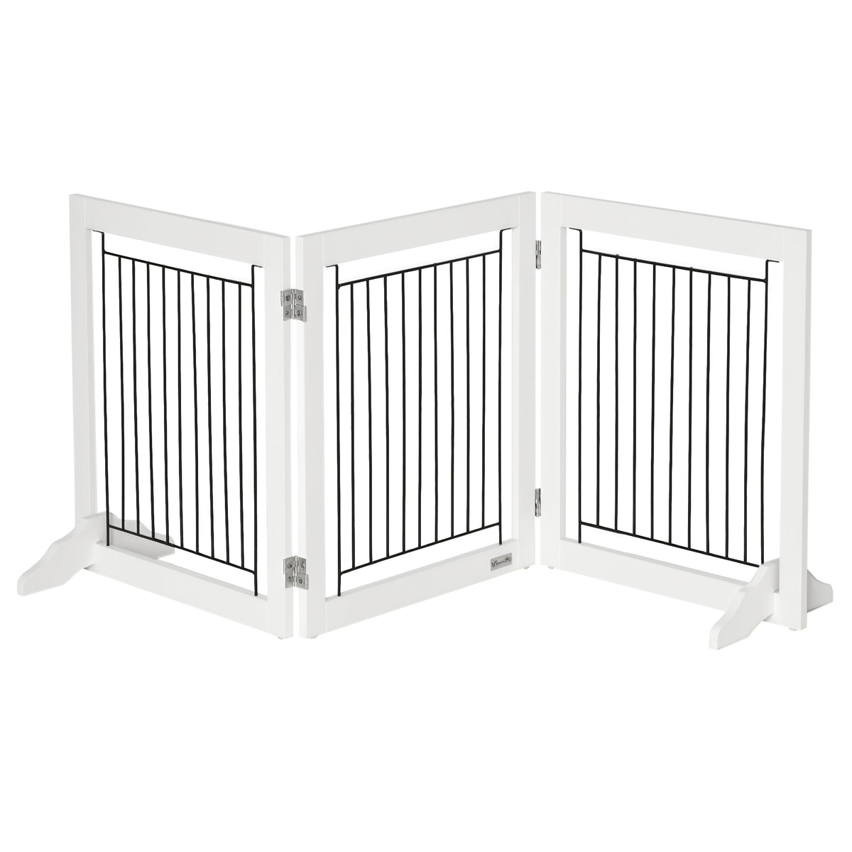 Freestanding Pet Gate, Folding Dog Gate with 2 Support Feet, 24