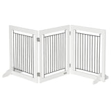 Freestanding Pet Gate, Folding Dog Gate with 2 Support Feet, 24