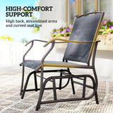 3 Piece Patio Glider Set Outdoor Gliders with Breathable Mesh Seat, Glass Top Table for Garden