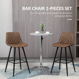 Lot de 2 chaises de bar de hauteur comptoir en cuir PU, tabourets de bar de 70,5 cm avec pieds en métal pour salle à manger