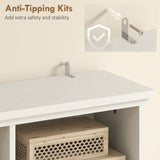 Hall Tree with Bench and Shoe Storage, 12 Shelves, 2 Cabinets, 5 Hooks