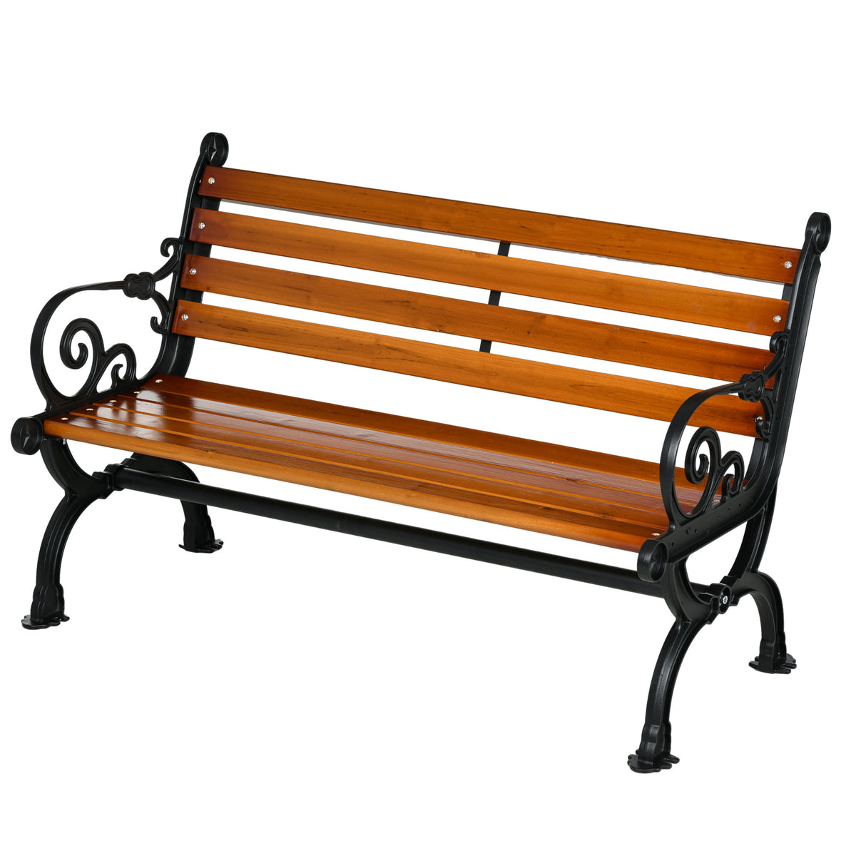 47 Inch Outdoor Garden Bench, Slatted Seat Back, 528 lbs. Capacity