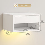 Floating Bedside Table Set of 2 with RGB LED Lights App Control