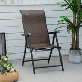 Chaise berçante en rotin pliante, fauteuil relax extérieur en osier portable avec 7 positions dossier ajustables pour jardin