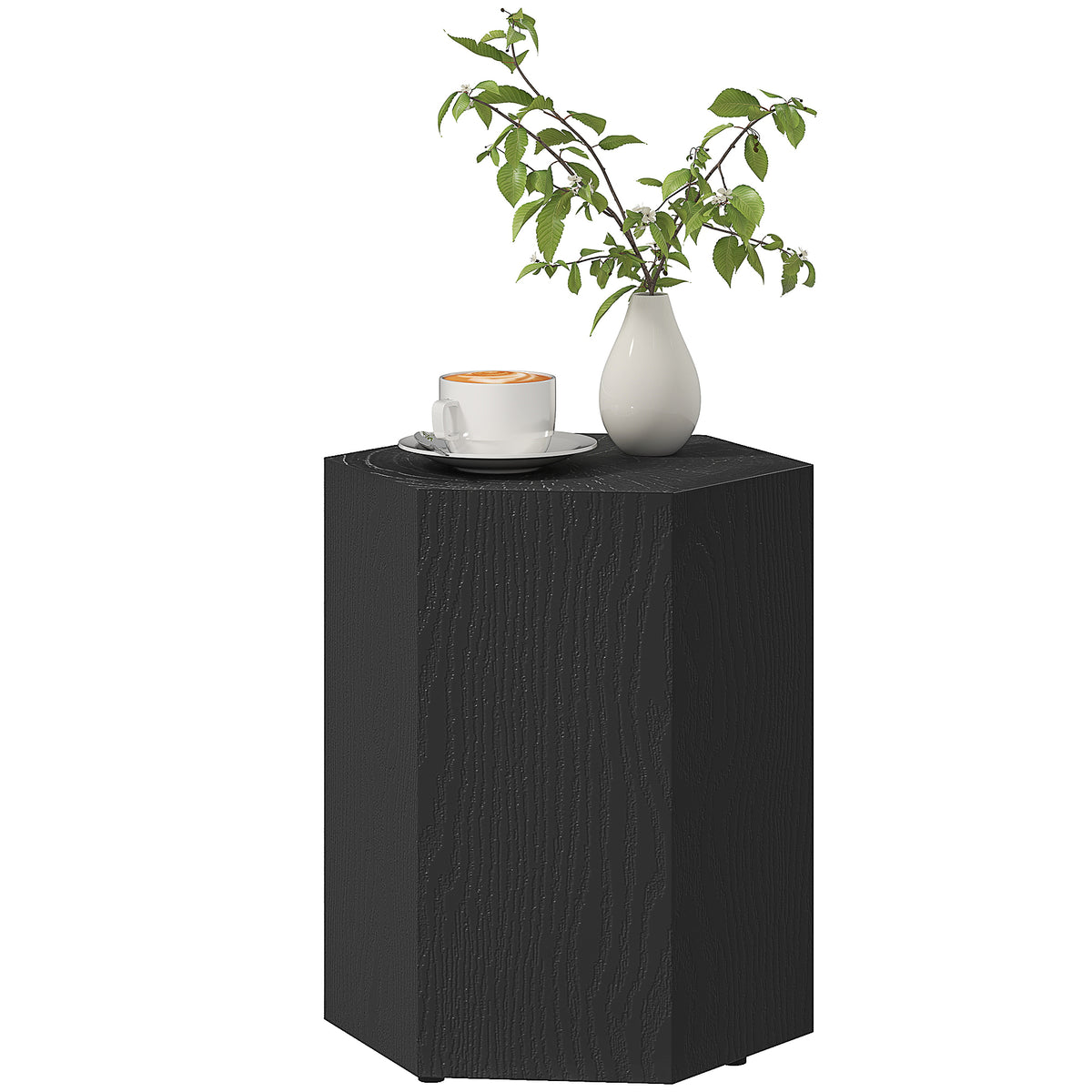 Table d'appoint hexagonale, Petite table d'extrémité avec 4 pieds ajustables pour intérieur