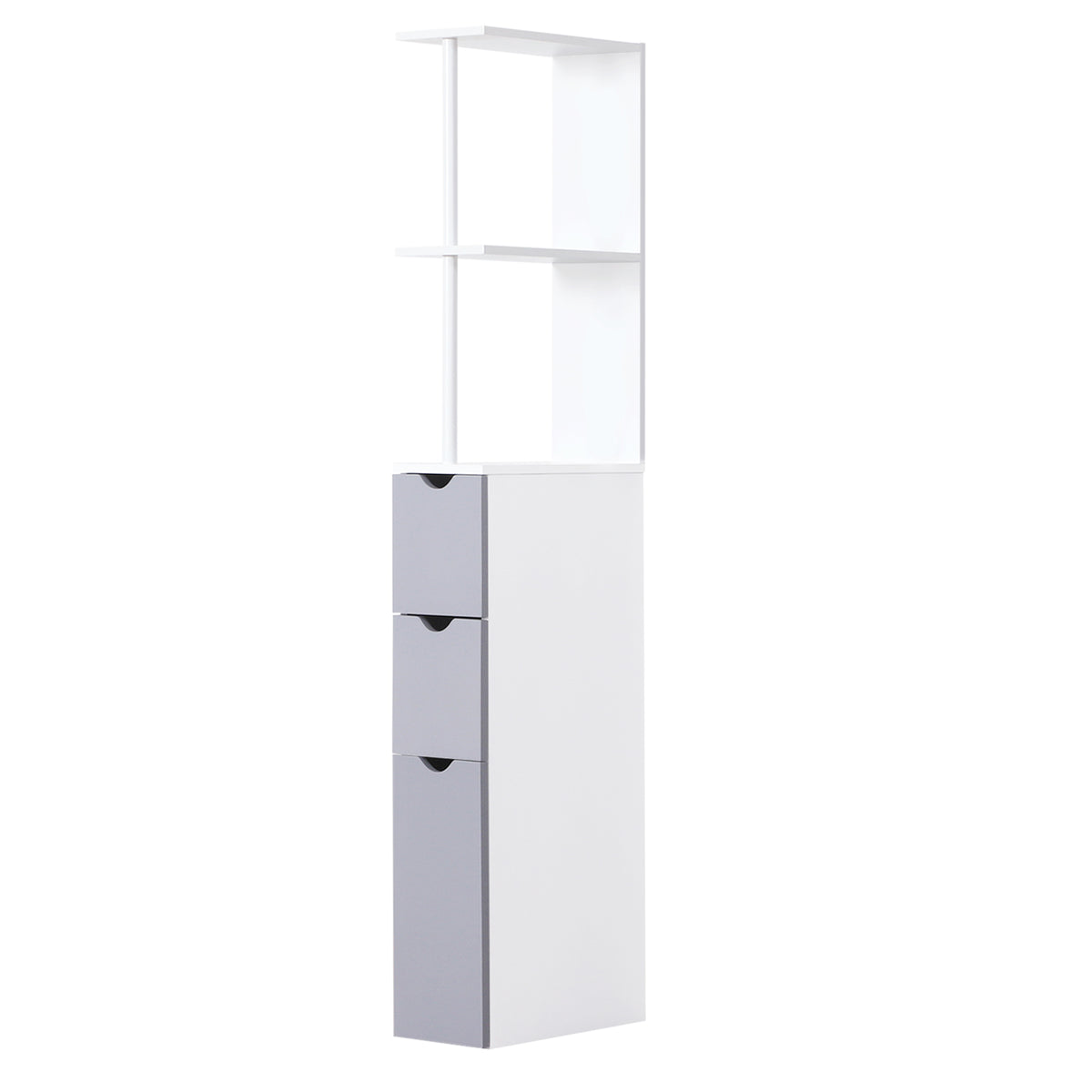 Tall Bathroom Storage Cabinet, Narrow Bathroom Cabinet with Drawers and Open Shelves for Small Spaces