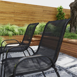 Set of 4 Outdoor Dining Chairs, Stackable Lawn Chairs with High Back, Breathable Mesh Seat for Garden Porch