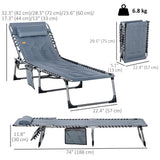 Chaise longue patio pliante, chaise longue rembourrée pour bronzage avec dossier ajustable 5 positions