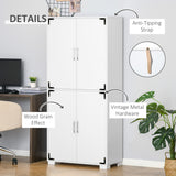 Meuble de Rangement pour Cellier de Cuisine de Ferme avec 4 Portes, Armoire de Cuisine avec Étagères