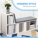 Multi-Purpose Bookshelf with 5 Cubes, 5-Cubby Bookcase with Cushioned Reading Nook and Storage Shelves