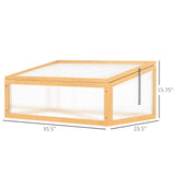 Wooden Cold Frame Greenhouse Garden Portable Raised Planter with Openable Top for Indoor, 35.5