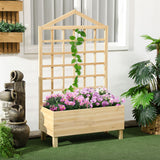 Jardinière en bois patinée avec treillis