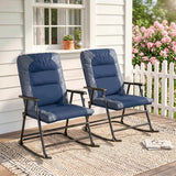 Ensemble de 2 Chaises Berçantes Pliantes avec Rocailles Rembourrées et Accoudoirs