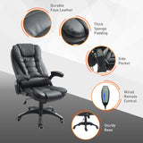 Executive Office Chairs Heated Massage High Back Reclining Office Chair Swivel Leather Adjustable Vibrating Furniture Black