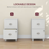 2-Drawer Small Filing Cabinet Lockable Home Office Storage Cabinet with Adjustable Hanging Bars for A4 Letter