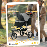 Small Dog Stroller, 3-Wheel Foldable Pet Stroller with Adjustable Canopy and Zippered Mesh Door for Pet Owners