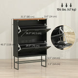 Narrow Shoe Storage Cabinet with 2 Flip Drawers, Slim Shoe Cabinet for 15-20 Pairs