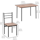 5 Piece Dining Table Set for 4, Steel Frame for Dining Room