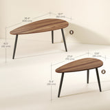 Ensemble de 2 tables basses pour salon, tables gigognes style industriel avec pieds en acier