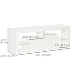 Meuble TV pour téléviseurs 55 pouces, Banc TV laqué avec lumières LED, Tiroir de rangement et Étagères