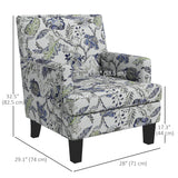 Upholstered Armchair, Mid-Century Accent Chair with Floral Pattern