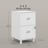 2-Drawer Small Filing Cabinet Lockable Home Office Storage Cabinet with Adjustable Hanging Bars for A4 Letter