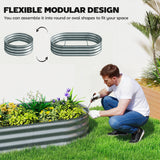 Galvanised Raised Garden Bed with Arched Trellis, 5 x 3 x 6ft Metal Outdoor Planter Box with Open Bottom