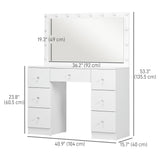 Makeup Vanity Table, Modern Makeup Table with 7 Drawers and 10 LED Lights