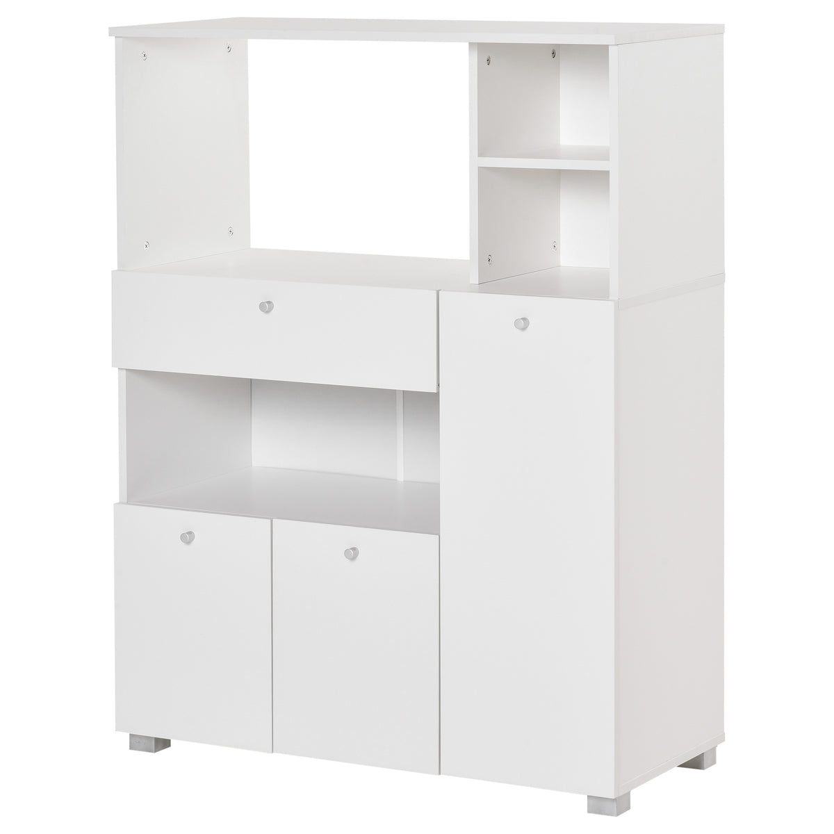 Compact Kitchen Pantry Cabinet Server Hutch Storage Buffet with Microwave Oven Stand Drawer and Shelves