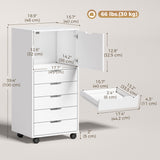 File Cabinet on Wheels Mobile Printer Stand with