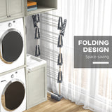 Garment Drying Rack Stainless Steel Folding Clothes Hanging Rack with Side Wings Castors for Indoor Outdoor