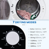 Compact Laundry Dryer Machine, 3.22 Cu. Ft. Electric Portable Clothes Dryer with 7 Drying Modes for Apartment or Dorm