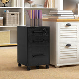 Lockable Vertical File Cabinet with Lock, 3 Drawer Filing Cabinet with Hanging Bars for Letter and A4 Size