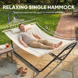 Hammock with Stand, Heavy Duty Camping Hammock with Detachable Pillow and Spreader Bar, 264 lbs Capacity