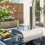 Outdoor Pizza Oven, Portable Wood Pellet Pizza Oven with Pizza Stone and Peel, Foldable Legs