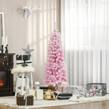 5 FT Snow Flocked Artificial Christmas Tree, Auto Open and Steel Base