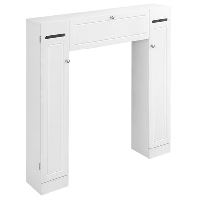Over the Toilet Storage Cabinet, Freestanding Bathroom Organizers Cabinet with Flip Up Door and Adjustable Shelves for Laundry Room