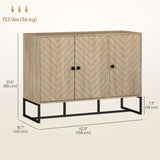 Modern Sideboard, Buffet Cabinet with Adjustable Shelves, 3 Chevron Doors for Living Room