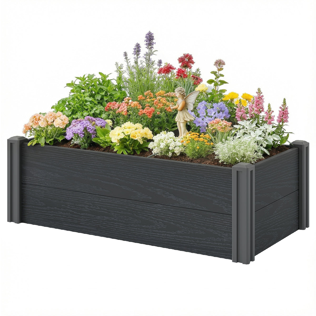 Kit de lit de jardin surélevé en vinyle, boîte de jardin surélevée 3 x 3 x 1 pi avec fond ouvert