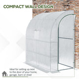 7' x 3' x 7' Outdoor Lean-to Walk-In Greenhouse w/ Roll-up Mesh Windows, Zipper Door and 3-Tier Shelves