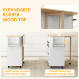 Rolling Kitchen Cart on Wheels with Drop Leaf, Kitchen Island with 3 Drawers, Solid Wood Top and Towel Rack