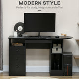 Computer Desk with Storage, Home Office Laptop Table with Shelves and Drawers, Modern Workstation Desk with Keyboard Tray