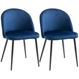 Set of 2 Mid-Back Dining Chair, Mid-Back Velvet-touch Upholstery Kitchen Chair for Living Room Dining Room
