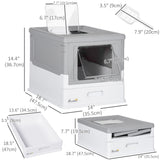 Top Entry Enclosed Kitty Litter Box with Scoop, Tray, Large Space, Foldable